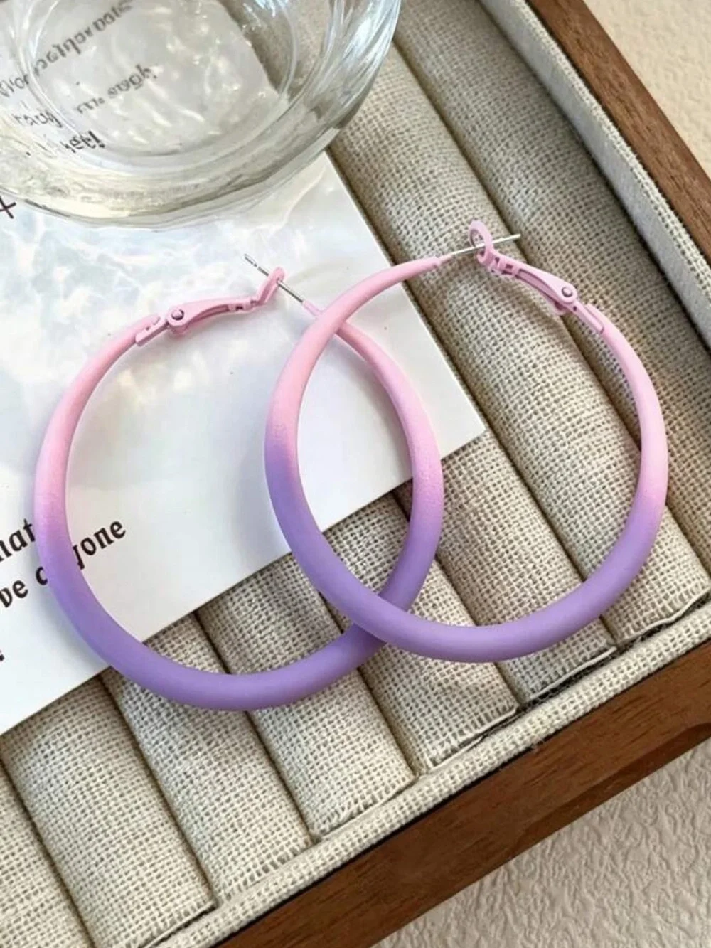 Minimalist Versatile Purple pink Hoop Earrings